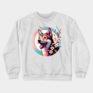 Mudi's Spring Delight Amid Cherry Blossoms Crewneck Sweatshirt